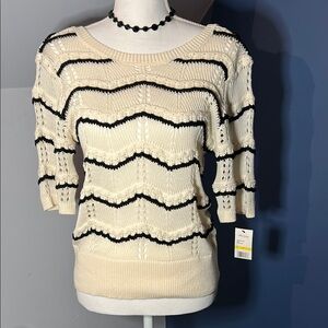 Elegant Cream and Black Women's Sweater